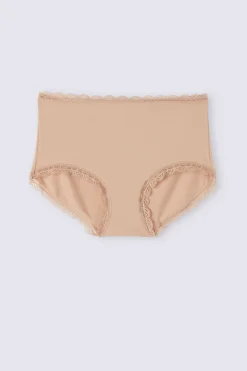 Culottes med hög midja i bomull och spets