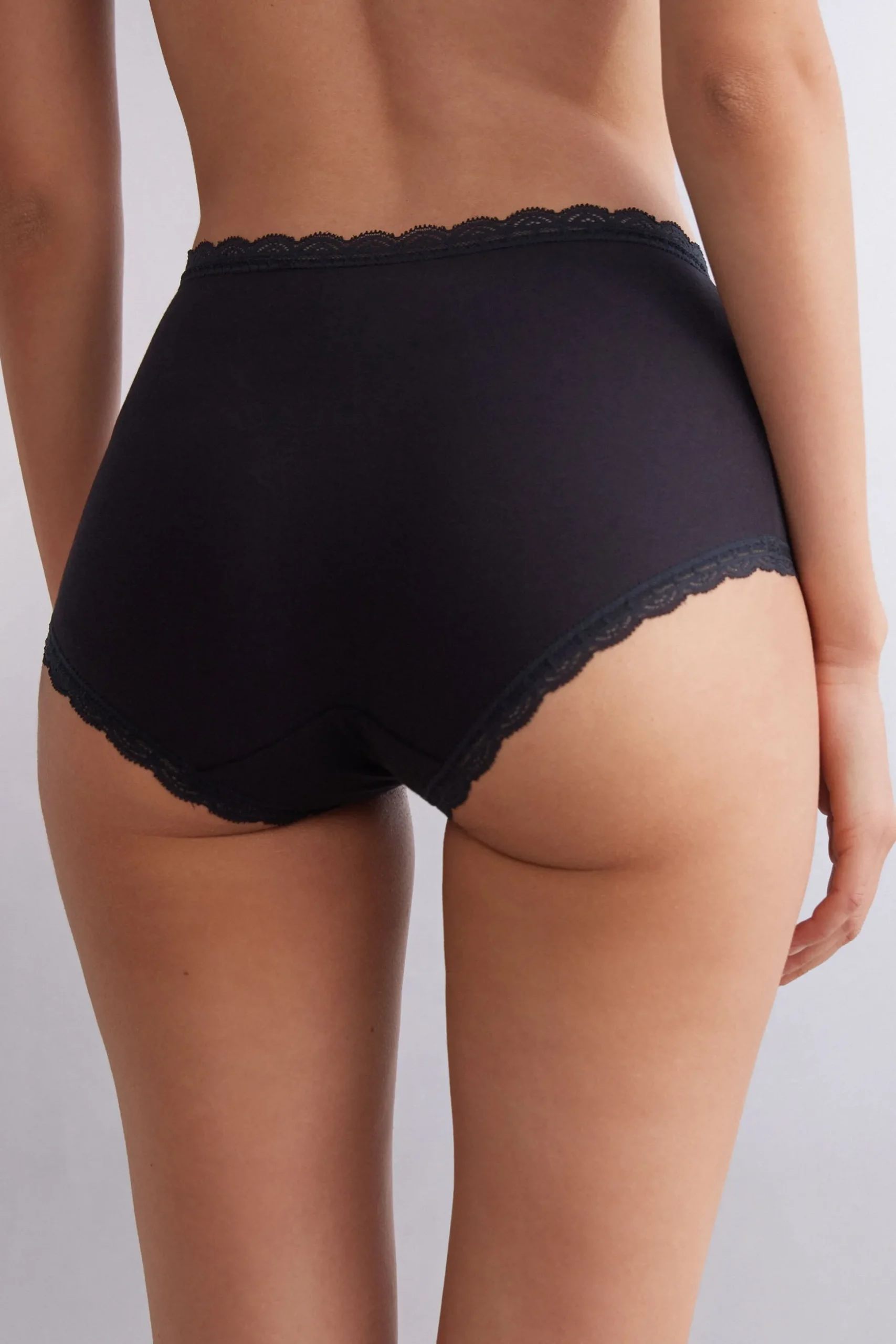Culottes med hög midja i bomull och spets