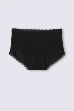 Culottes med hög midja i bomull och spets