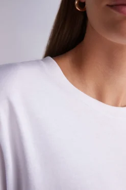 Kortärmad boxy fit tröja i bomull