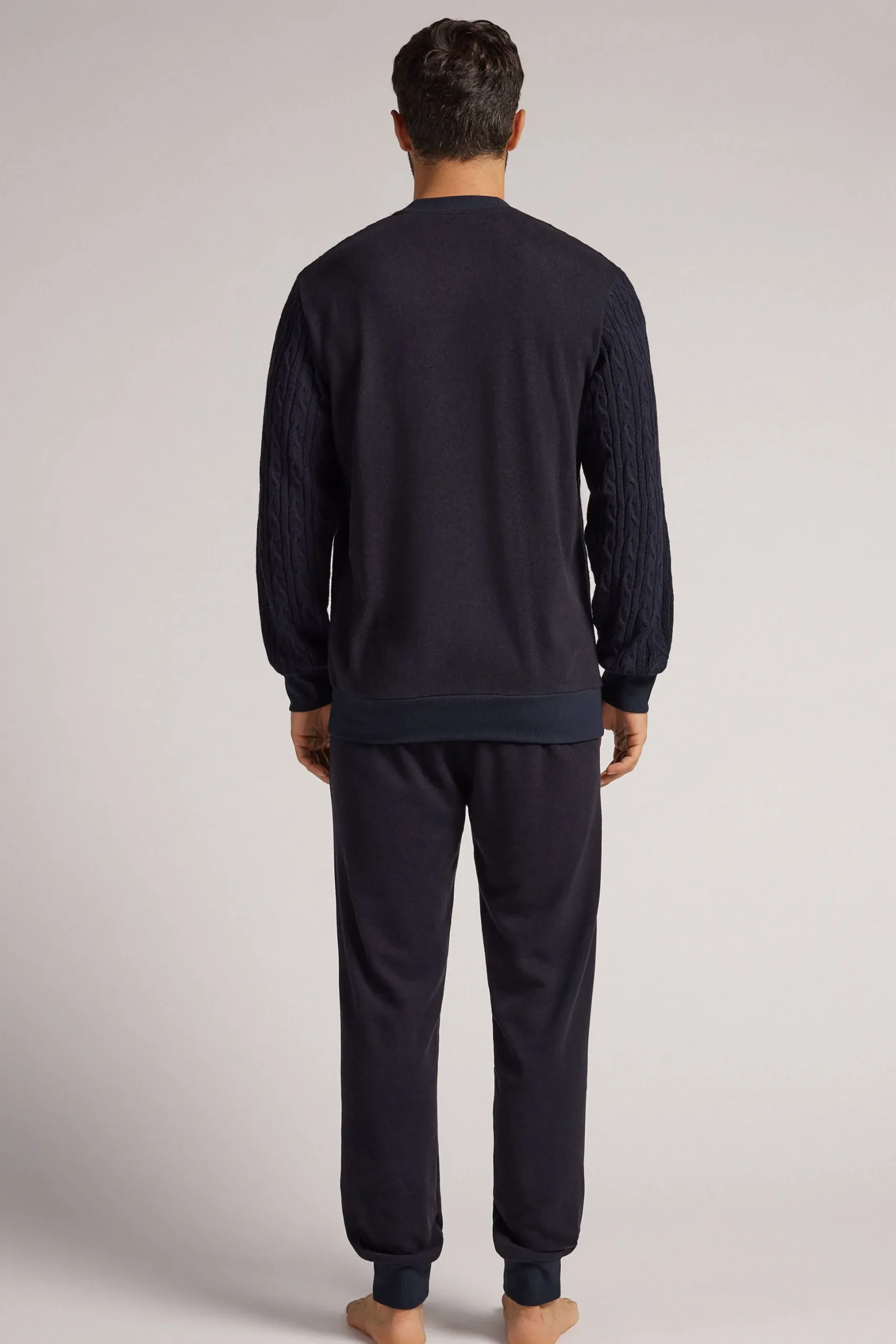 Lång pyjamas i flätad trikå