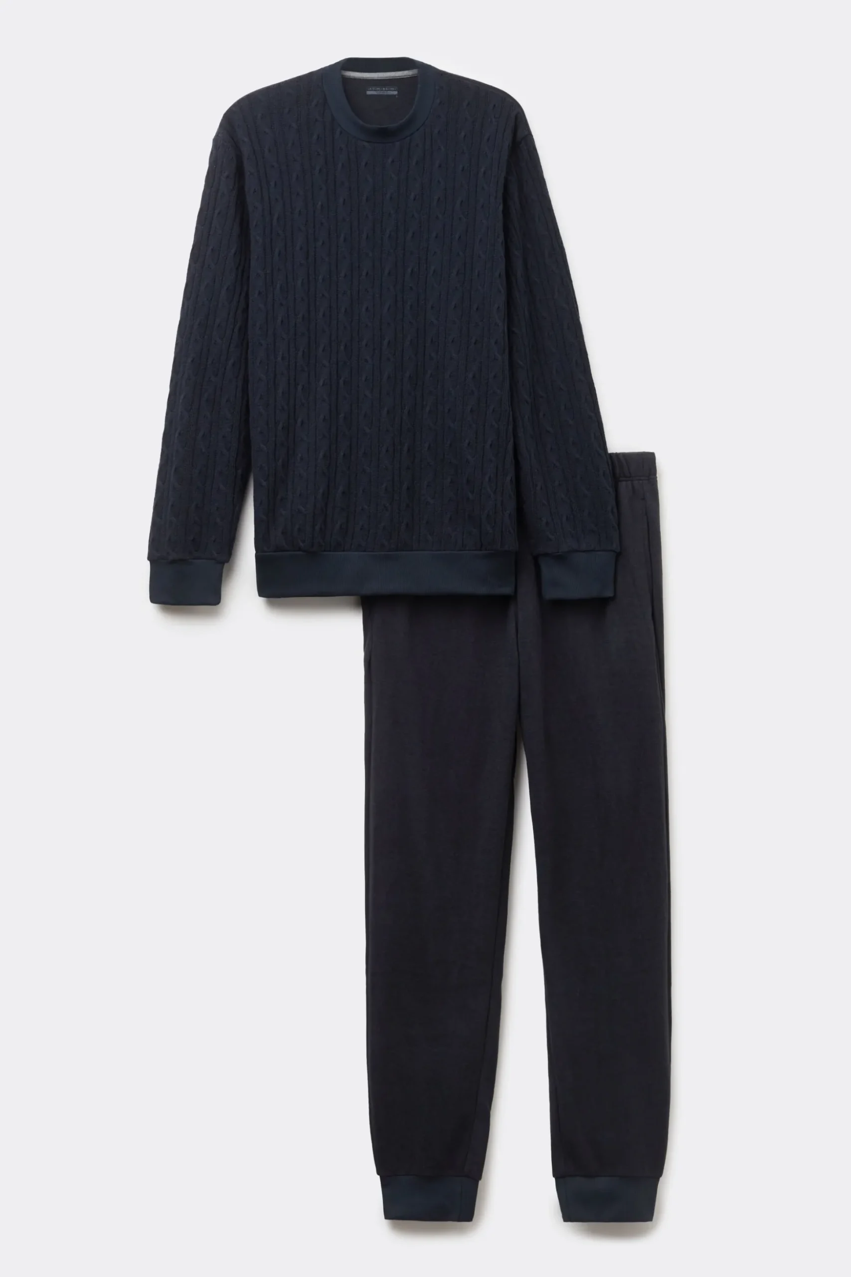 Lång pyjamas i flätad trikå