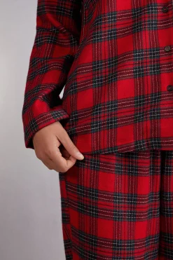 Lång pyjamas i vävd bomull Couple Tartan