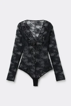 Långärmad spetsbody Couture de Nuit
