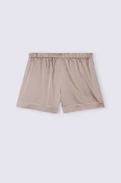 Shorts i silke med profil i kontrastfärg