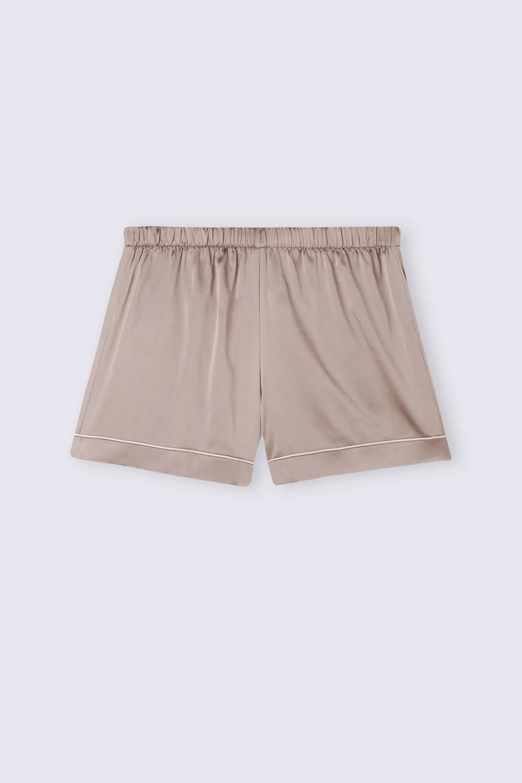 Shorts i silke med profil i kontrastfärg