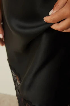Silk Slip med spetsdetalj