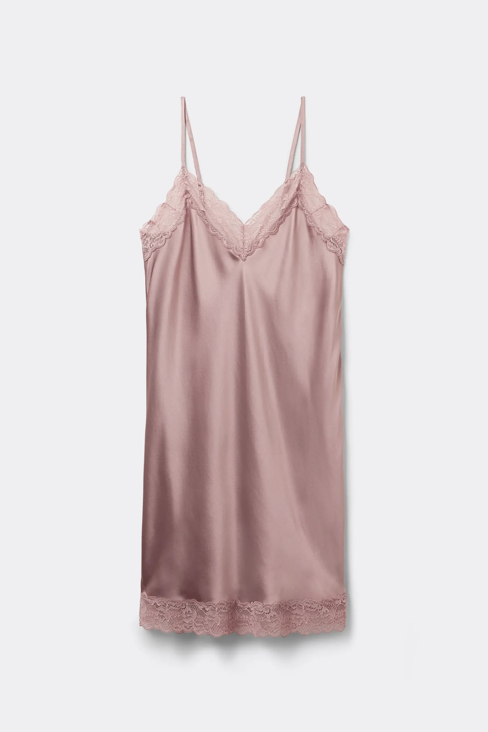 Silk Slip med spetsdetalj