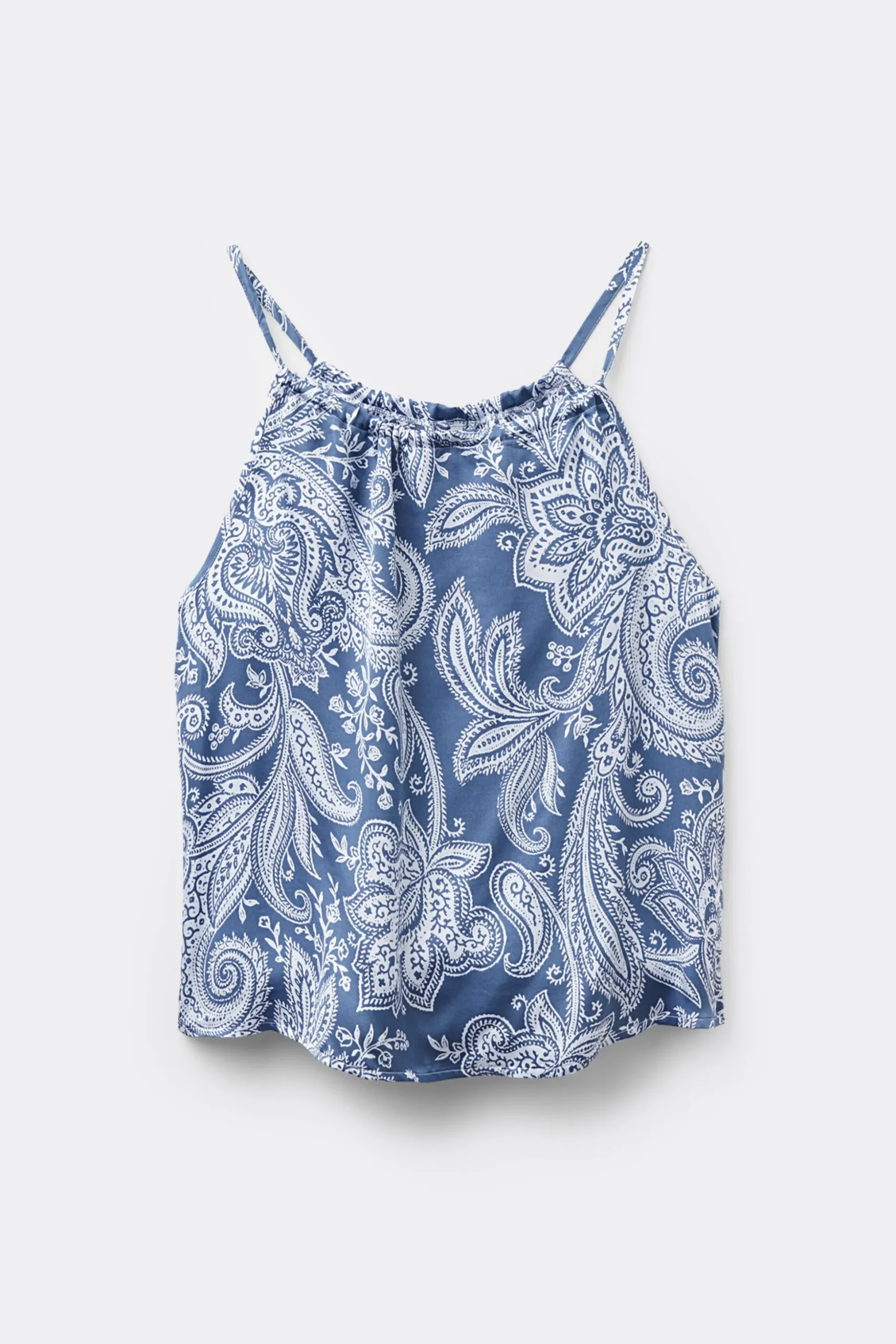 Topp i viskossatin Flower Paisley