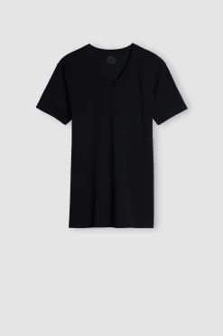 T-shirt med V-ringad hals i Superior-bomullsstretch